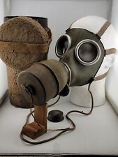 Rare Original WW2 1941 French Ajax F.2. Gas Mask with Paper Mache Cannister.  picture