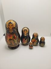 Vintag Russian Wooden Nesting Dolls Set Of 5 Handmade In Russia Signed By Poccuu picture