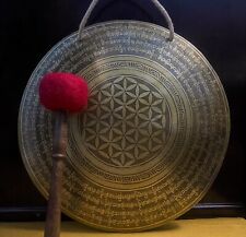 SALE 13 inch Flower of life Mantra Carving Tibetan Gong from Nepal -  Wind Gong picture