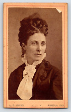 Original Old Vintage Antique Real Photo CDV Beautiful Lady Dress Angola, IN 1874 picture
