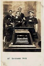 Rockaway Park NYC RPPC Four Men Posing In Photo Booth Car Unused 1901  picture