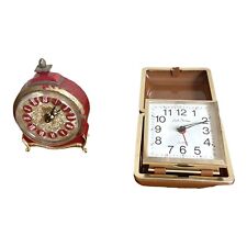 VINTAGE JERGER WIND UP GERMANY GOLD/ RED CLOCK AND SETH THOMAS TRAVEL CLOCK picture