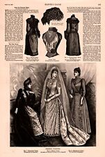 1890 's ENGRAVING WOMAN FASHION  DRESS WEDDING  picture