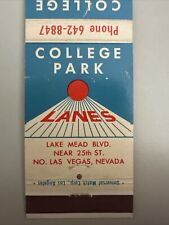 Vintage 1960s College Park Lanes Bowling Alley Matchbook Cover Las Vegas NV picture