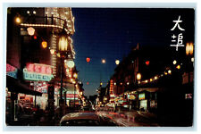 c1950s San Francisco's Chinatown at Night, California CA Unposted Postcard picture