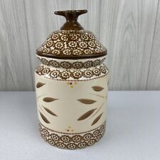 NEW Temptations Old World Brown Canister Cookie Jar Flower Lid 10.25