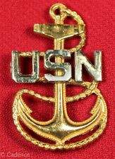 US WW2 USN Navy Chief Petty Officer CPO Visor Hat Cap Badge. PB Acid Test N425 picture