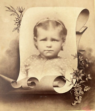 ANTIQUE CABINET PHOTO MEMORIAL CARD OF SWEET LITTLE GIRL REMSEN IOWA 1890-1900s picture