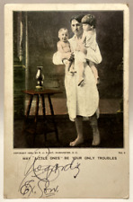 1905 May Little Ones Be Your Only Troubles, Vintage Greeting Postcard picture