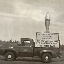 VINTAGE PHOTO 1959 Air Force Missiles Fire Prevention Sign On Truck Original WOW picture
