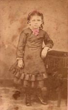 3 CDV Antique Photos Girls Young Women Polka Dot Dresses Tinted Easton PA C1870 picture