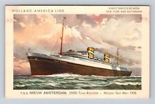 TSS Nieuw Amsterdam, Ship, Transportation, Antique, Vintage Souvenir Postcard picture
