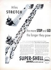 1938 Shell Oil Vintage Print Ad Gasoline Miles Stretch Saves On Stop And Go  picture