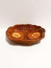 Vintage MCM Boho wooden look carved resin decorative bowl Handmade 1946 picture