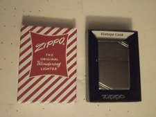 2021 Zippo Lighter Brushed  Vintage Look With Slashes and Replica red stripedBox picture