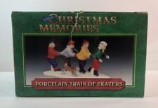 VTG 1993 Lemax Christmas Memories Porcelain Train of Skaters w/Dog Figurine picture