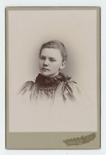 Antique c1880s Cabinet Card Beautiful Young Woman in Stunning Dress Boone, IA picture