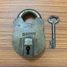 PADLOCK or LOCK WITH KEY OLD  ANTIQUE BRASS, Rare mechanism, Rich Patina. picture