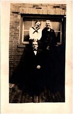 Laughing Friends Sitting on Windowsill Butch Woman 1920s RPPC Postcard picture