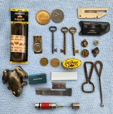 Vintage/Antique Junk Drawer Frog Lighter Treasures Coke Tokens Keys Money, More picture