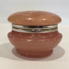 Vintage Pink Alabaster Trinket Jewelry Box Hand-Painted Floral Design Italy picture