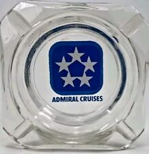Vintage ADMIRAL CRUISES Clear Glass Square Ashtray 3.5