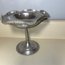 VINTAGE HAND HAMMERED ALUMINUM FLUTED PEDESTAL CANDY  DISH By Cromwell picture