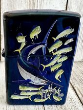 2004 ZIPPO LIGHTER ~ Guy Harvey ~ 20626 Marlin Fish Ocean ~ Blue Metal picture