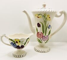 Vintage Porcelain Blue Ridge Pottery China White Floral Teapot Creamer picture