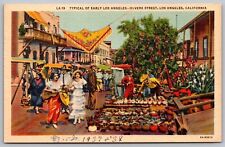 Early Los Angeles Olvera Street Los Angeles Calirfornia Ca Linen Unp  Postcard picture