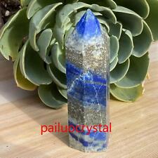 180g Natural Lapis Lazuli Jasper Obelisk Quartz Crystal Point Reiki Healing 97mm picture