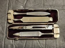 VINTAGE ANTIQUE 1920s TRAVEL MANICURE SET IN A BRASS BOX picture