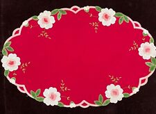 Vintage Set of 6 Hand Embroidered Appliqué Red Placemats YY938 picture