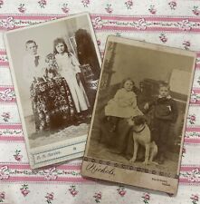 Lot Of 2 Antique Cabinet Cards TEXAS Children, Dog, Props Pilot Point picture