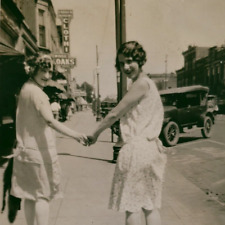 Michigan Girls Holding Hands Photo 1920s Holland Women Car Vintage Ladies A1239 picture