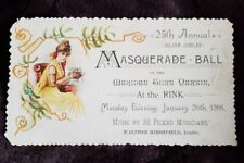 Beautiful Lady In Yellow Victorian Masquerade Ball Invitation, Jan 1891. picture