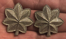 Vintage Lieutenant Colonel Silver Oak Leaf Insignia Military Pins Matching Pair picture