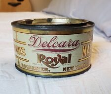 Antique, small, DELCARA ROYAL MARSHMALLOWS TIN Can, ROCHESTER NY CANDY, Litho picture