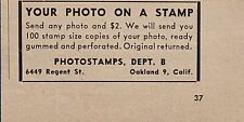 Photostamps Oakland CA Your Picture On 100 Stamps Gummed Vintage Print Ad 1952 picture