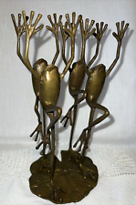 Brass 4 Dancing Frogs ~ Troupe ~ on Lily Pad Sculpture 1960’s picture