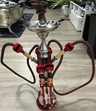 Khalil Maamoon Mamoon Hookah  Tall Made in Egypt Red - 2 Hose- Rare picture