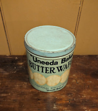 Vintage UNEEDA BAKERS BUTTER WAFERS Tin Canister NATIONAL BISCUIT CO NEW YORK picture