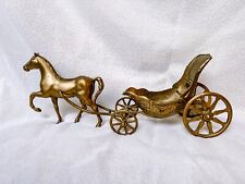 Vintage large brass horse and carriage picture