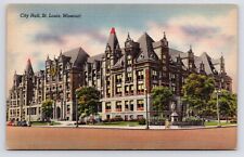 c1940s~St. Louis Missouri MO~City Hall~Memorial Plaza~Street View~VTG Postcard picture