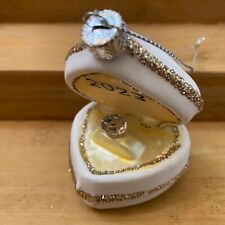 ROBERT STANLEY Glass Engagement WEDDING RING Heart Box Christmas Ornament 2023 picture