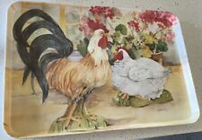 Vintage M.B. Wright Melamine Country Hen And Rooster Large Serving Tray picture