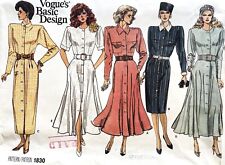 1980's Vogue Misses' Dress Pattern 1830 Size 8-12 UNCUT picture