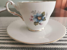 Regency English Bone China Teacup and Saucer Set , Blue Floral picture