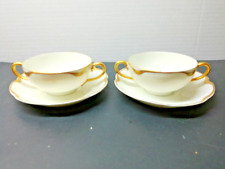 2 Haviland Limoges Silver Anniversary Cream Soup and Saucer Sets picture