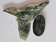 Three Green Lapidary Slabs Nephrite Jade India Moss 157 Grams  picture